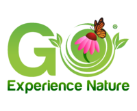 Green logo with butterfly and flower.