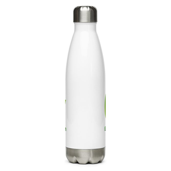 White stainless steel water bottle.