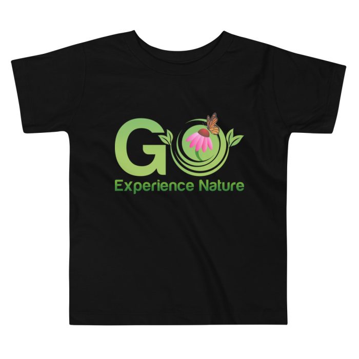 Black t-shirt with "Go Experience Nature" logo.