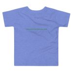 Blue kids t-shirt with website logo.