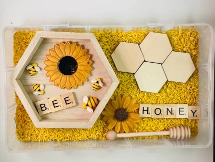 Bee and honey sensory bin.