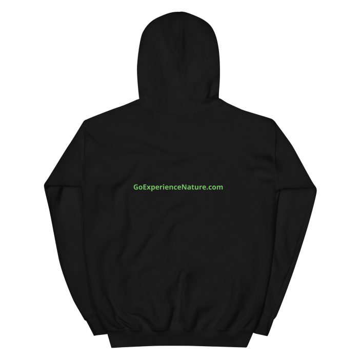 Black hoodie with website on back.