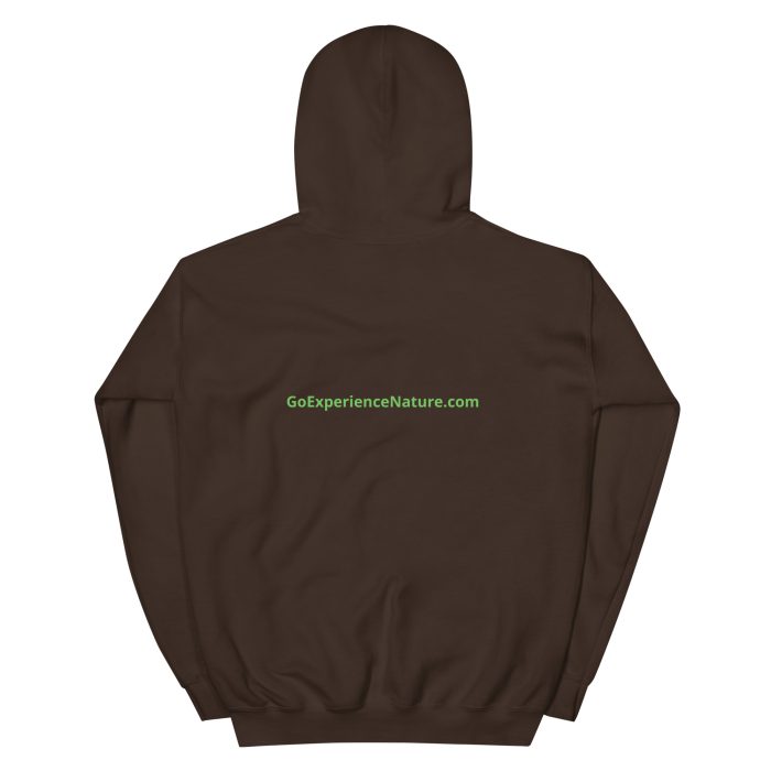 Brown hoodie with GoExperienceNature.com logo.