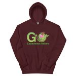 Burgundy hoodie with "Go Experience Nature" logo.