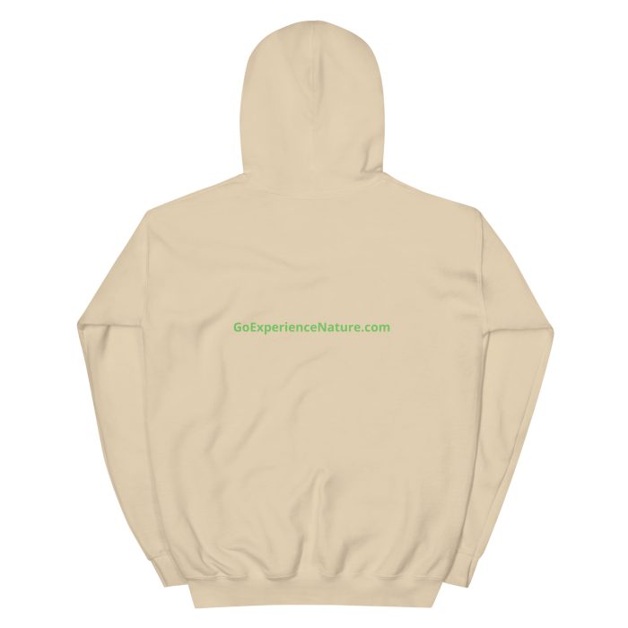 Beige hooded sweatshirt with logo.