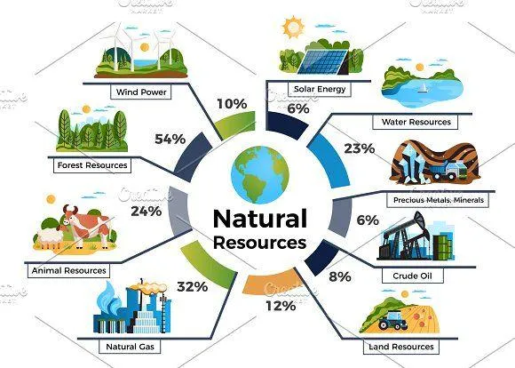 Breakdown of natural resources percentages